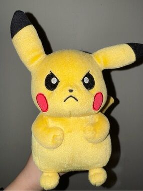 Tomy Pokemon Pikachu 7" Plush Stuffed Animal Yellow Angry Face